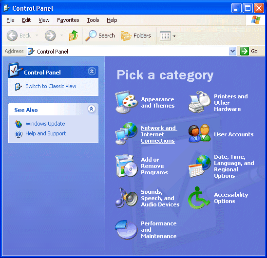 Control Panel Categories